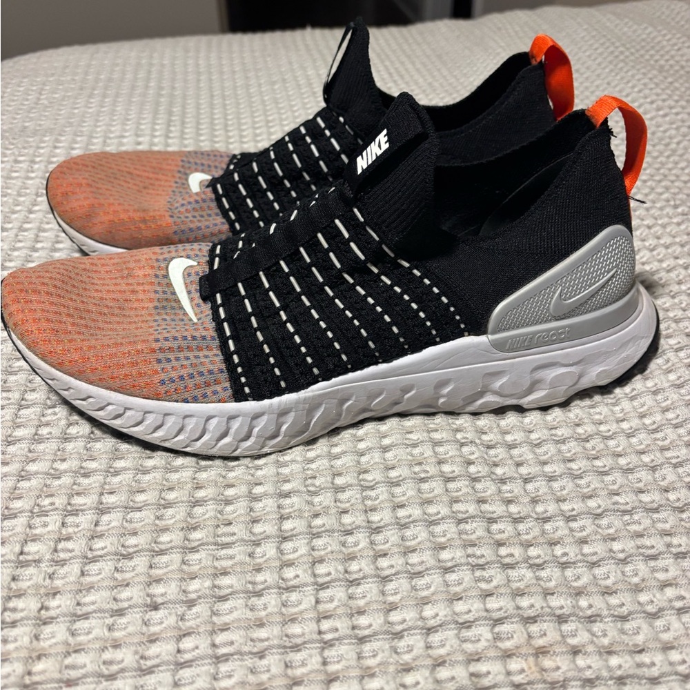 Nike Black and Orange Knit Running Shoes